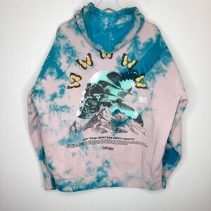 Tie-Dye Pink & Teal Graphic Hoodie Sweatshirt